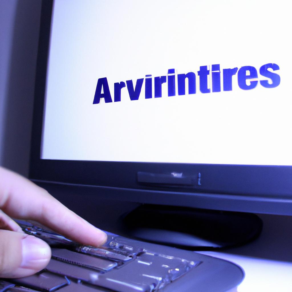 Person using antivirus software on computer
