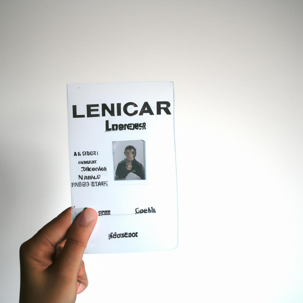 Person holding floating license document